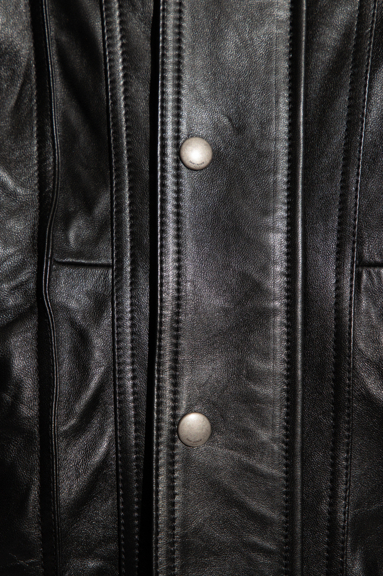 Black Leather jacket with detachable sleeves Saint Laurent